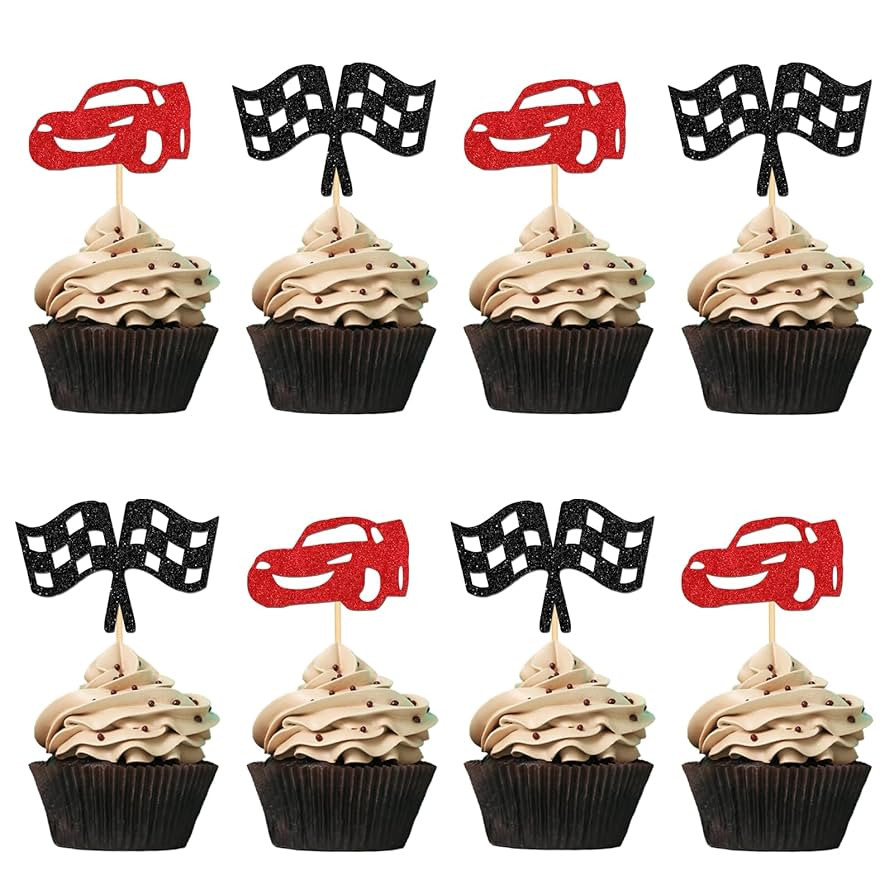 Race Car Cupcake Toppers - Racing Theme Birthday Party Decoration Cupcake Picks - Race Car Cupcak... | Amazon (US)