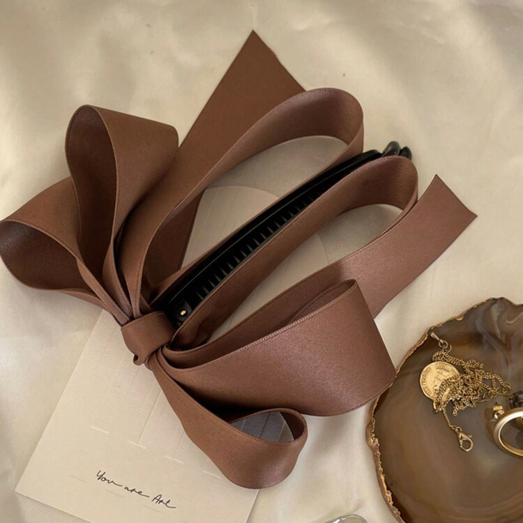 1pc Women Elegant And Stylish Satin Fabric Banana Clip, With Multiple Layers Of Bowknots And Vert... | SHEIN