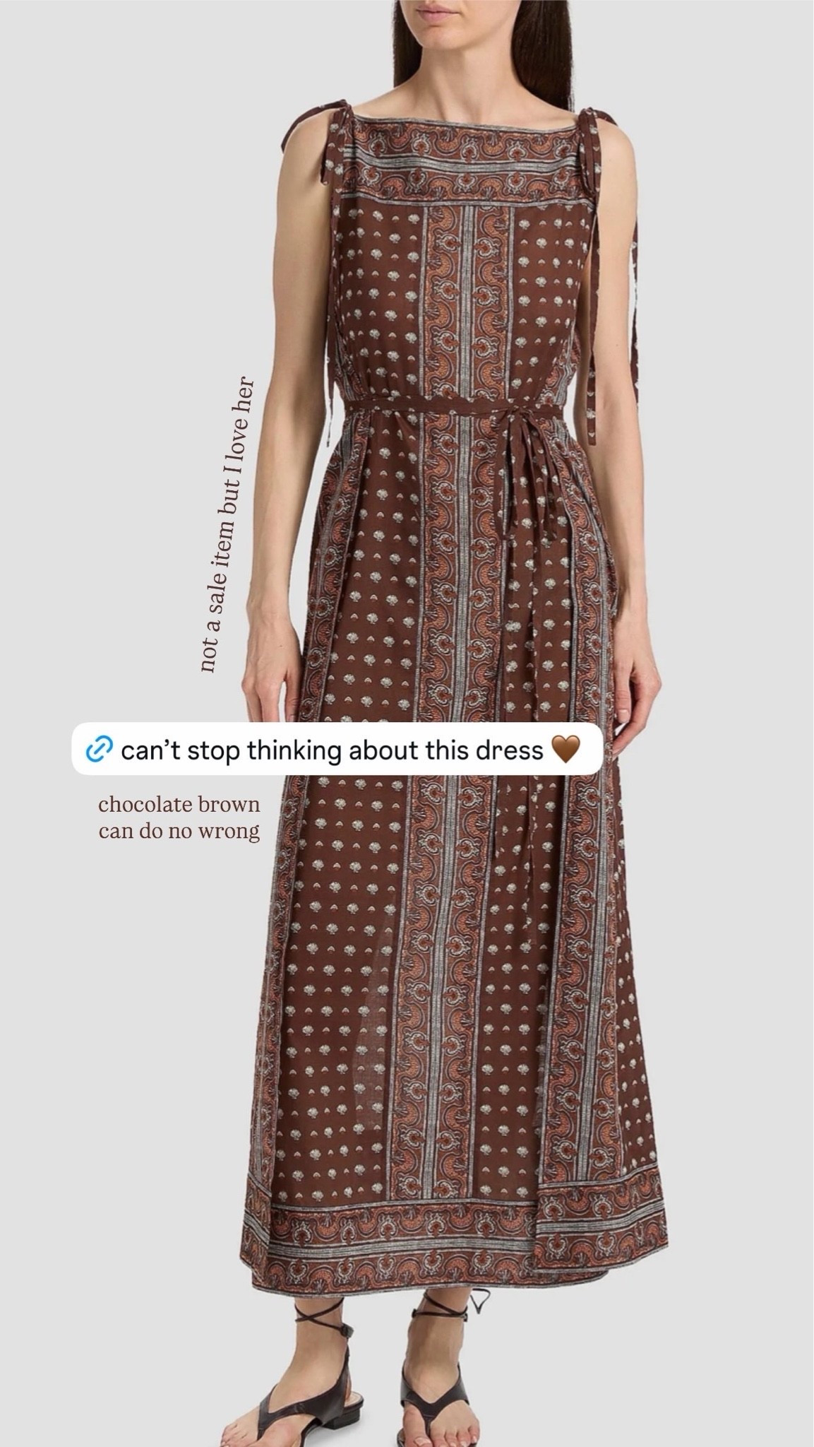 i can’t stop thinking about this dress 🤎 the chocolate brown print is so good, and i love the shoulder tie details and easy, flowy silhouette. it’s one of those pieces that feels timeless and would be beautiful for vacation, dinner out, or a fall event with a simple heel and gold jewelry.

#LTKSeasonal