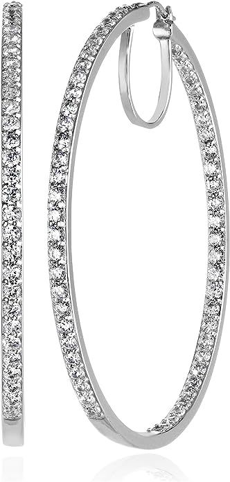 Amazon Collection Platinum or Gold-Plated Sterling Silver Infinite Elements Zirconia Hoop Earring... | Amazon (US)