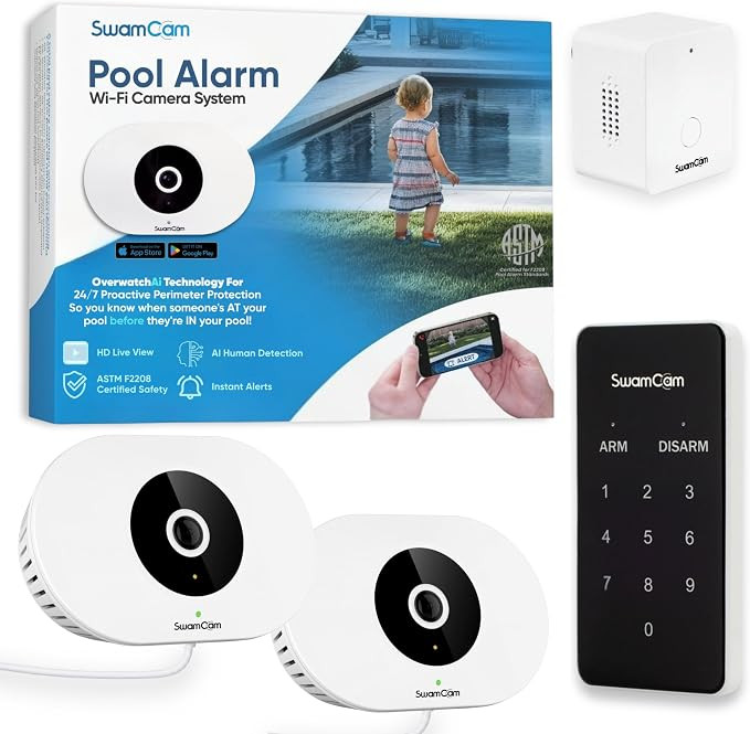 Pool Alarm Dual Wi-Fi Camera System for Larger Pools – ASTM F2208 Certified – Smart Pool Safe... | Amazon (US)