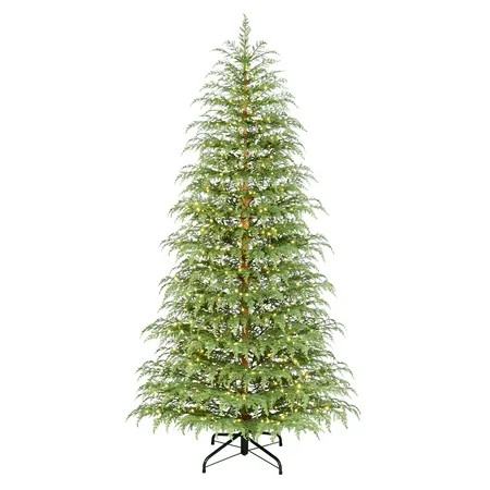 My Texas House 7.5ft Pre-Lit Cypress Artificial Christmas Tree, 500 Warm White Twinkle LED, Green | Walmart (US)