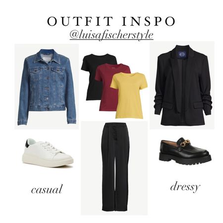 outfit inspo | crewneck tee | classic tee | pants | slacks | denim jacket | jean jacket | casual sneakers | classic sneakers | blazer | loafers | teacher outfit | smart casual | work outfit | office outfit | workwear | fall outfit | outfit ideas

#LTKfindsunder50 #LTKSeasonal #LTKsalealert