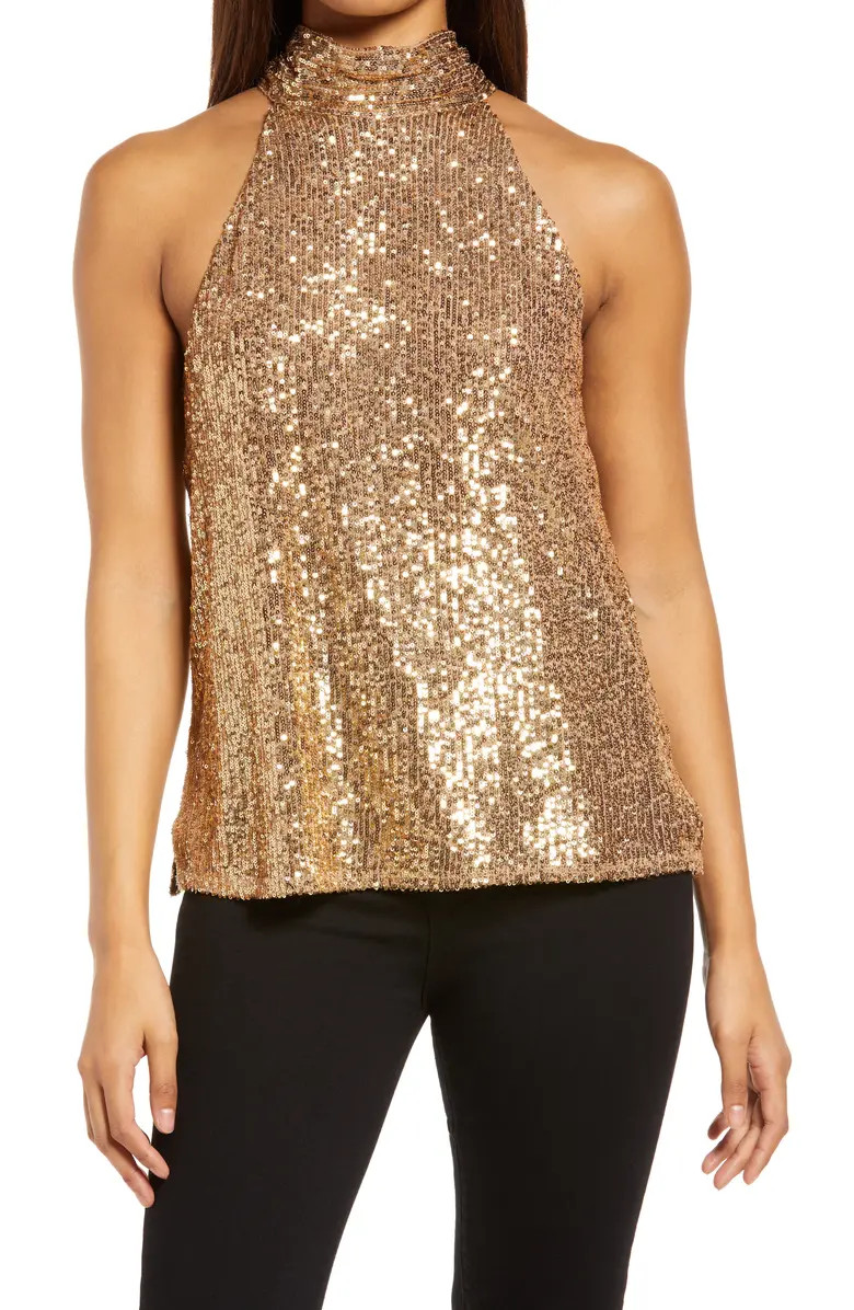 High Neck Sequin Halter Top | Nordstrom
