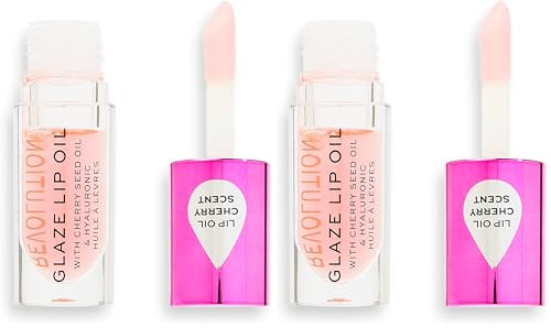 Revolution Beauty, Glaze Lip Oil, Hydrating & Nourishing Formula, Infused with Vitamin E & Hyaluronic Acid, Glam Pink, 0.15 Fl. Oz. (Pack of 2) | Amazon (US)