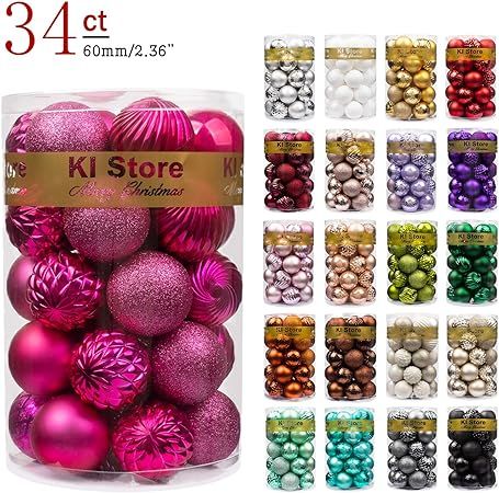 KI Store 34ct Christmas Ball Ornaments Shatterproof Christmas Decorations Tree Balls for Holiday ... | Amazon (US)