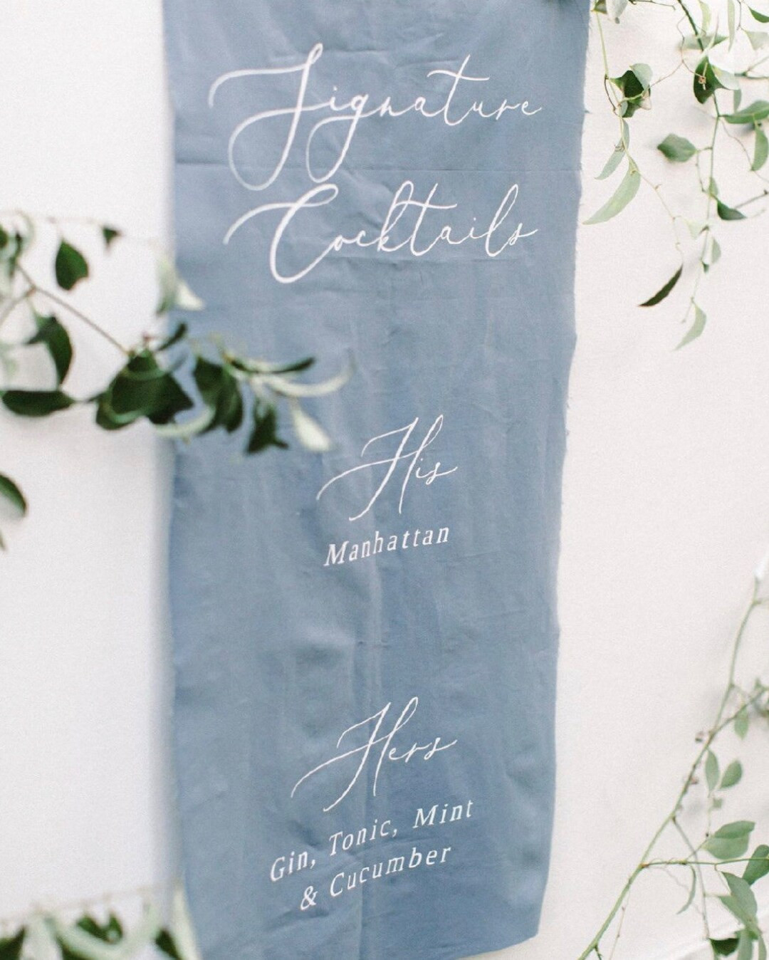 Fabric Sign, Linen Wedding Cocktail Menu Sign, Wedding Signage, Modern Fabric Sign | Etsy (US)
