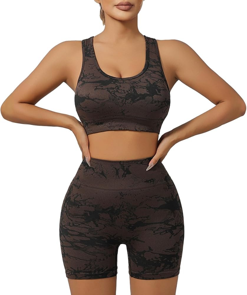 IwIeIaIrI Workout Sets for Women 2 Piece Seamless High Waist Shorts Yoga Outfits Sports Bra Gym S... | Amazon (US)