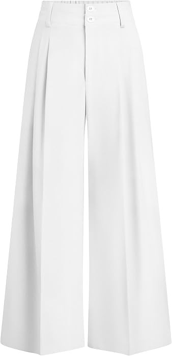 PRETTYGARDEN Womens Spring Wide Leg Palazzo Pants 2026 Trendy Loose Button High Waist Pleated Wor... | Amazon (US)