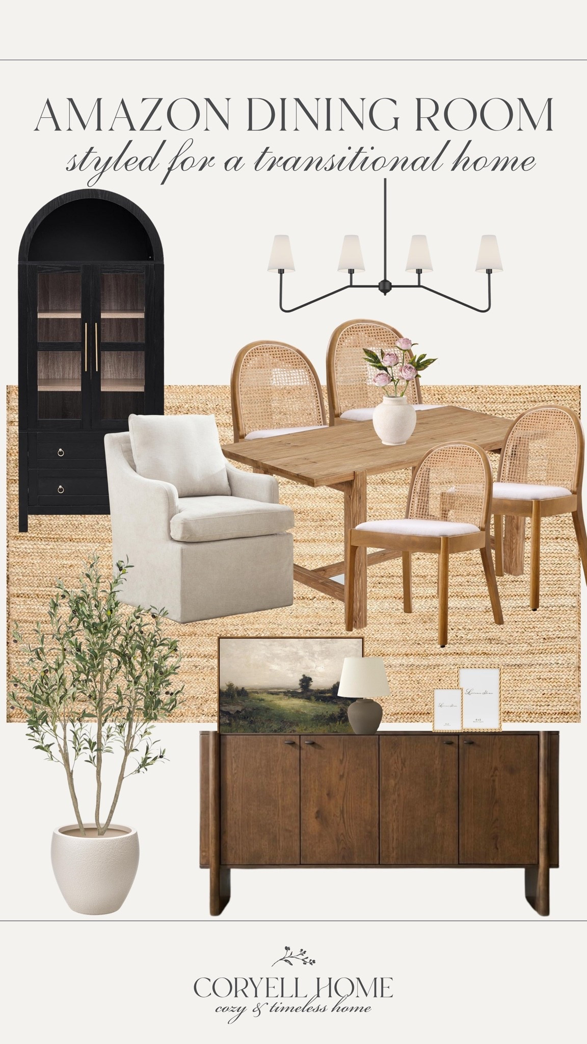 Amazon dining room inspiration 🤎 How pretty are all of these neutral furniture finds from Amazon home?! I love the modern sideboard table, and the black hutch cabinet. Plus these dining chairs are so similar to the ones we have! Perfect for a transitional, cozy dining space.

#LTKHome