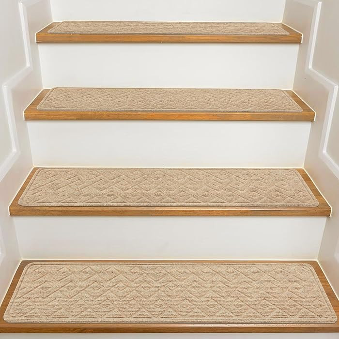 Stair Treads for Wooden Steps Indoor, 15 Pack 8" X 30" Non Slip Carpet Stair Treads with Reusable... | Amazon (US)