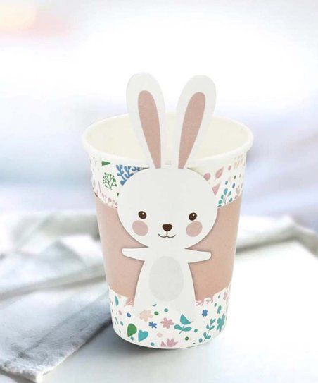 Tan & Blue Floral Cup & Bunny Cover - Set of 8 | Zulily