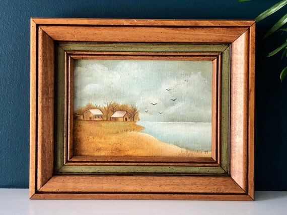 Small lakeside painting in wooden frame | Etsy | Etsy (US)