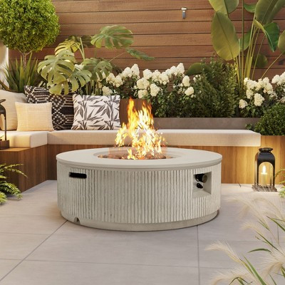 ModernLuxe 38" Patio Propane Fire Pit Table,50000 BTU Round Outdoor Fireplace with Steel Burner, Adjustable Flame Control, Lava Rocks&Rain Cover,Beige | Target