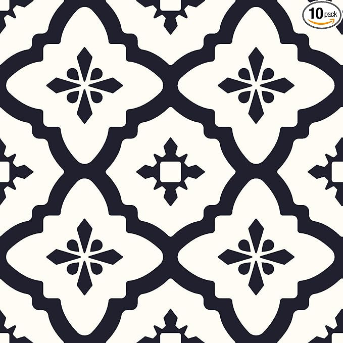 FloorPops FP2480 Comet Peel & Stick Floor Tiles, Black | Amazon (US)