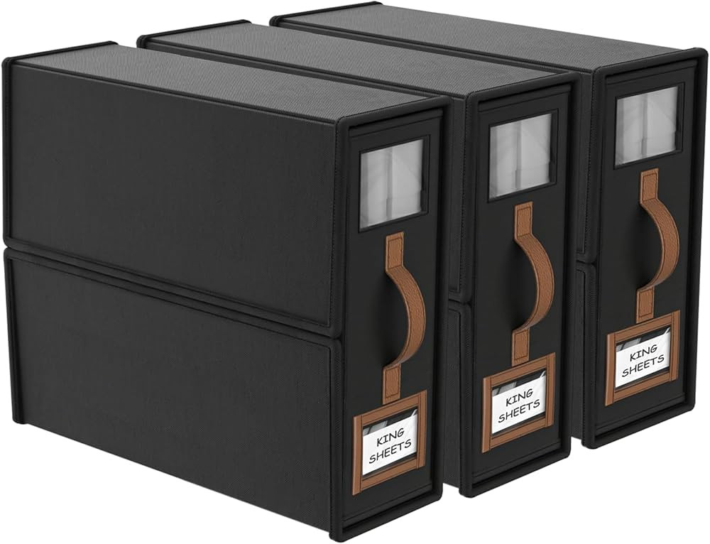 3-Pack Foldable Bed Sheets Set Organizers and Storage(King & Queen Size),Linen Fabric Closet Orga... | Amazon (US)