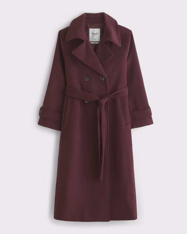 A&F Carrie Wool-Blend Trench Coat | Abercrombie & Fitch (US)