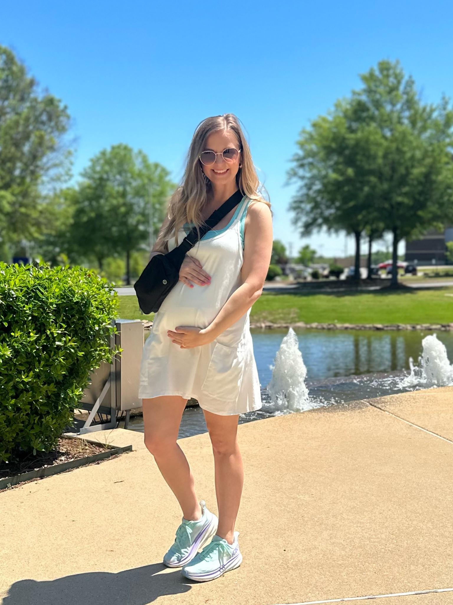 Bump friendly athletic dress + hokas 🫶🏼

#summeroutfitideas #summerfashion #summer #bumpfriendly #maternity #pregnant 

#LTKActive #LTKSeasonal #LTKbump