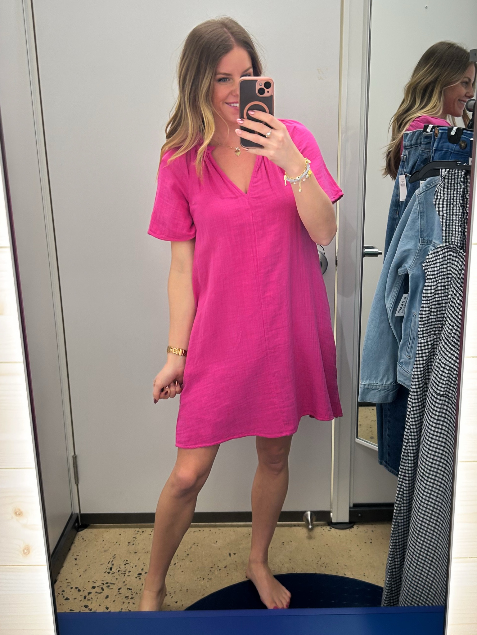 This dress is so cute. It’s a gauze material! I’m not seeing this color online, but the other colors are currently on sale for 20% off! wearing a size XS  regular. Available in petite, regular and tall sizes! 

#LTKFindsUnder50 #LTKFindsUnder100 #LTKSaleAlert