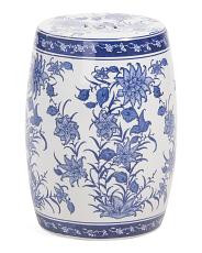 17.25in Chinoiserie Pinwheel Flower Decorative Ceramic Stool | TJ Maxx