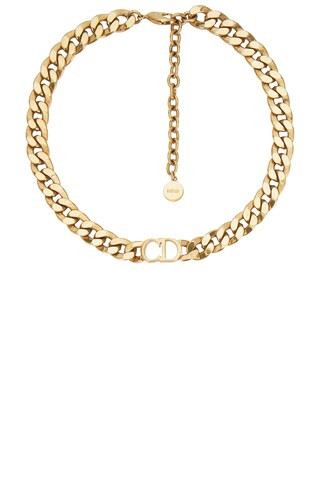 Dior CD Chain Link Necklace in Metallic Gold | FWRD 