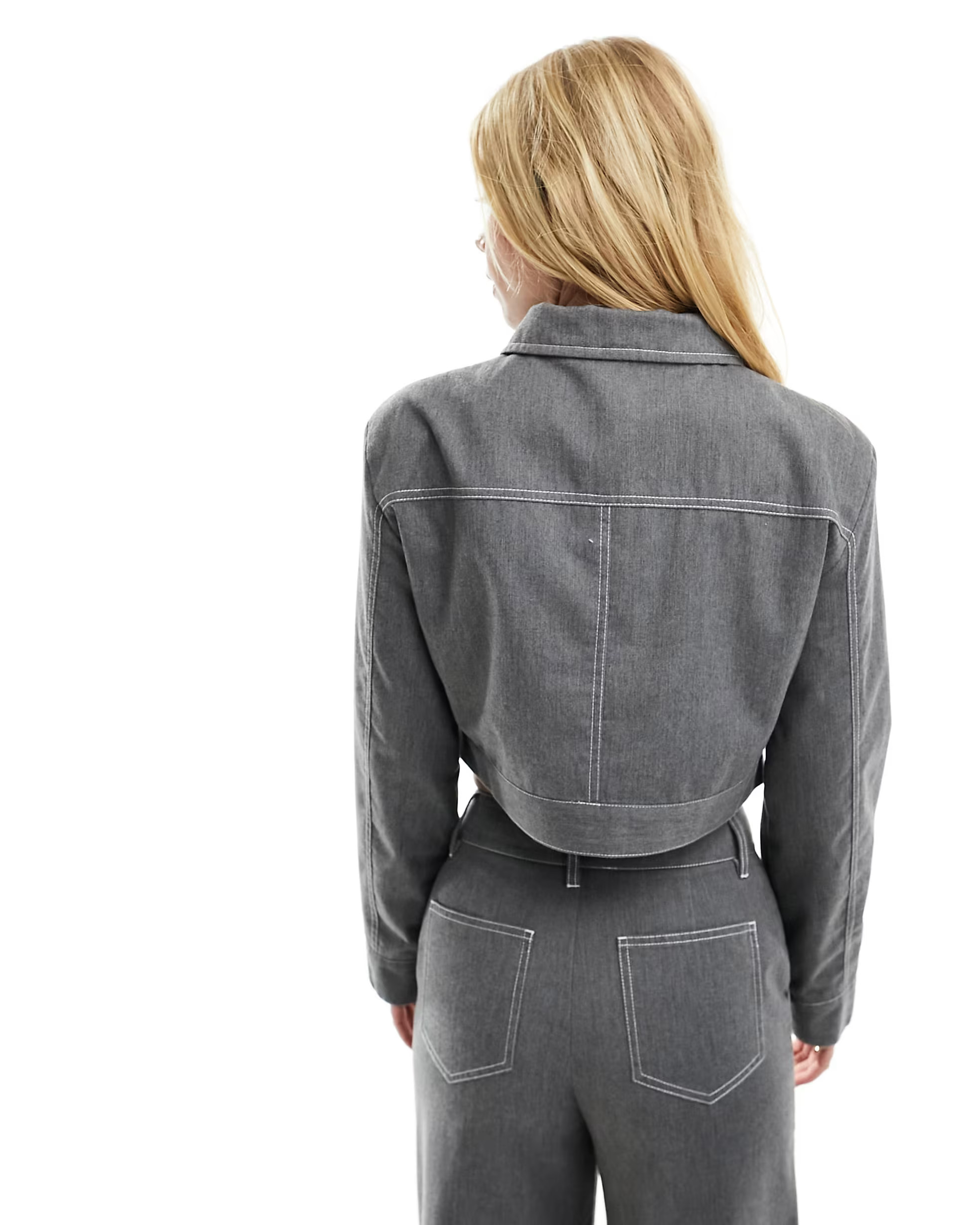 ASOS DESIGN contrast stitch jacket in gray - part of a set | ASOS | ASOS (Global)