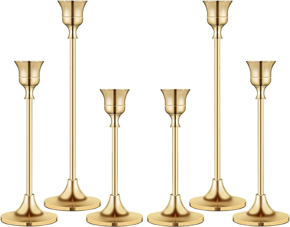 Candlestick Holders,Taper Candle Holder for Candlesticks Gold Brass Vintage Candle Stick Candle H... | Amazon (US)