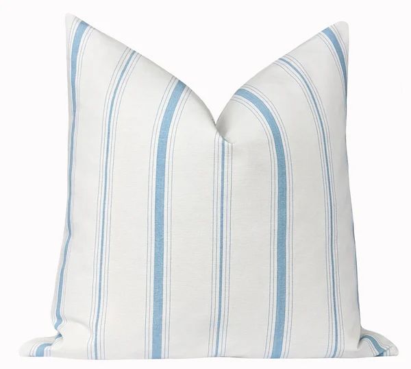 Cornflower Blue Cottage Stripe Pillow | Land of Pillows