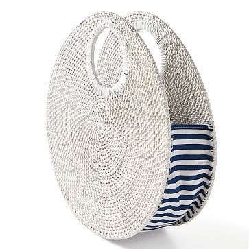 Circle Rattan Handbag, White | Mark and Graham