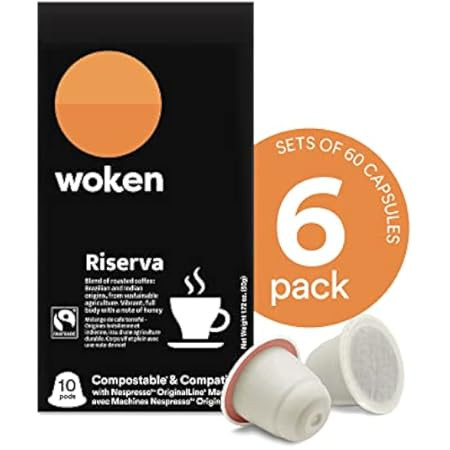WOKEN ECO Italian Espresso 60 Pods | 100% Compostable & Biodegradable - 100% Arabica Coffee Capsules | Amazon (US)
