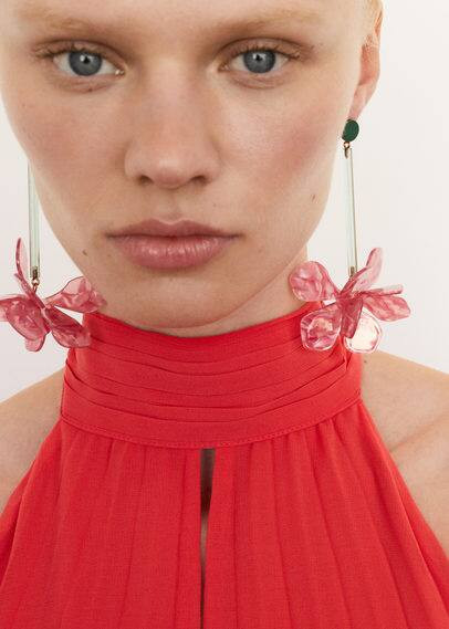 MANGO - Flower pendant earrings pastel pink - One size - Woman | Mango (US/MX/AU)