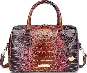 Crocodile Handbag for Women Top Handle Leather Shoulder Purse | Amazon (US)