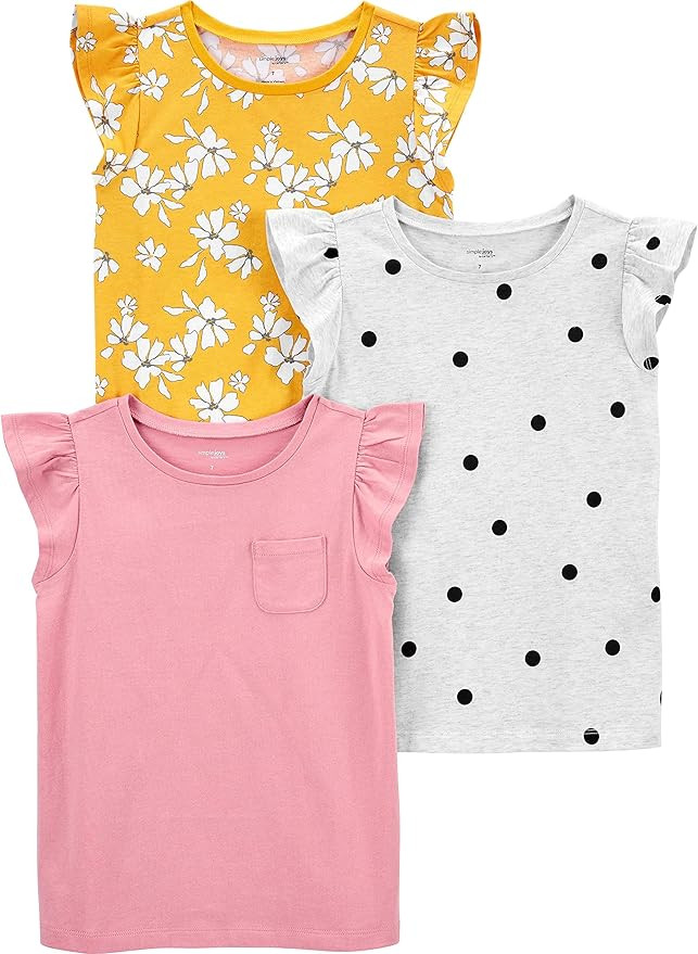 Simple Joys by Carter's Baby and Toddler Girls' 2-Pack 4th of July Tops | Amazon (US)