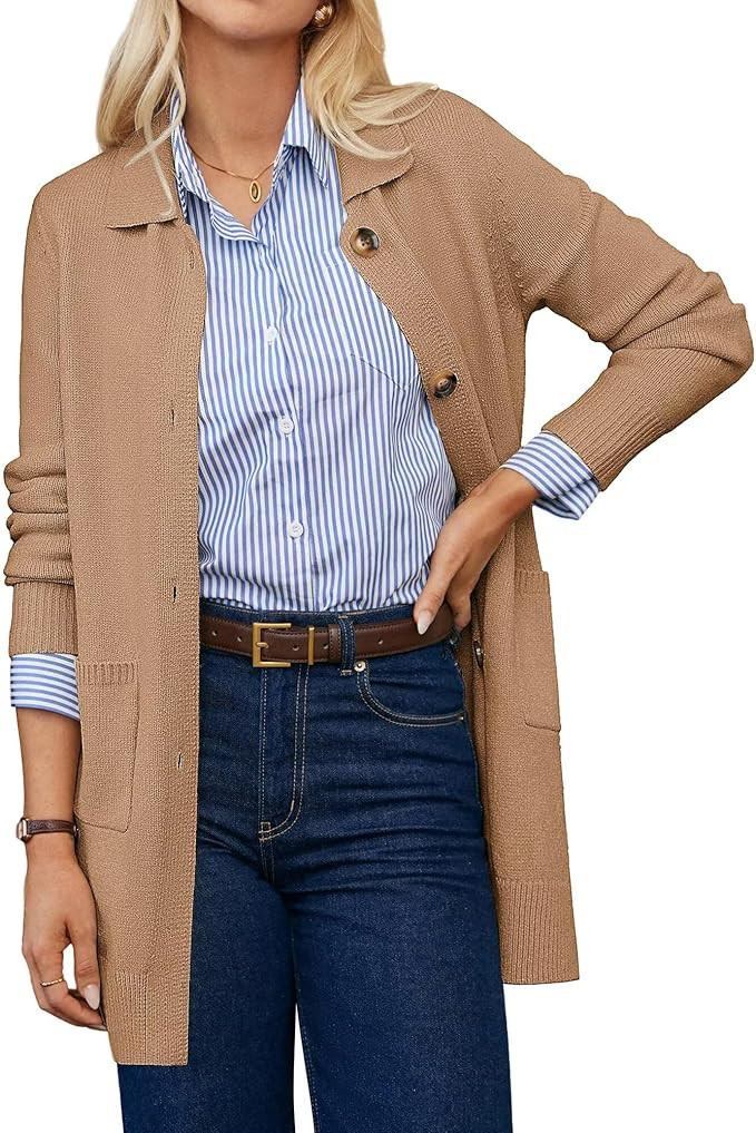 GRACE KARIN Women's Fall Long Cardigan Sweaters with Pockets, Button Knit Blazer Trendy, Open Fro... | Amazon (US)