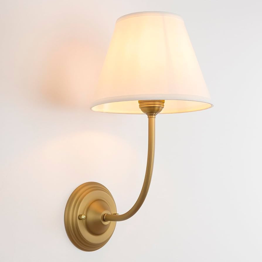 Vintage Fabric Wall Sconce Linen Cloth Shade, E26 Hardwired Indoor 1-Light Wall Mounted Lamp Fixt... | Amazon (US)