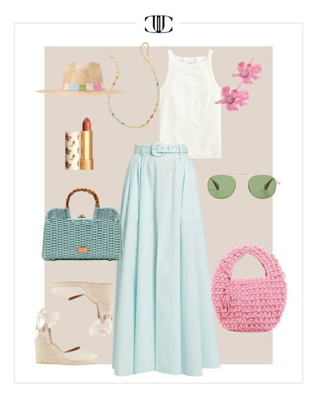 One wedge five ways

Belted skirt, tank top, long skirt, top handle bag, sun hat, hat, summer look, summer outfit, casual look, casual outfit, casual look, wedge sandals, espadrilles 