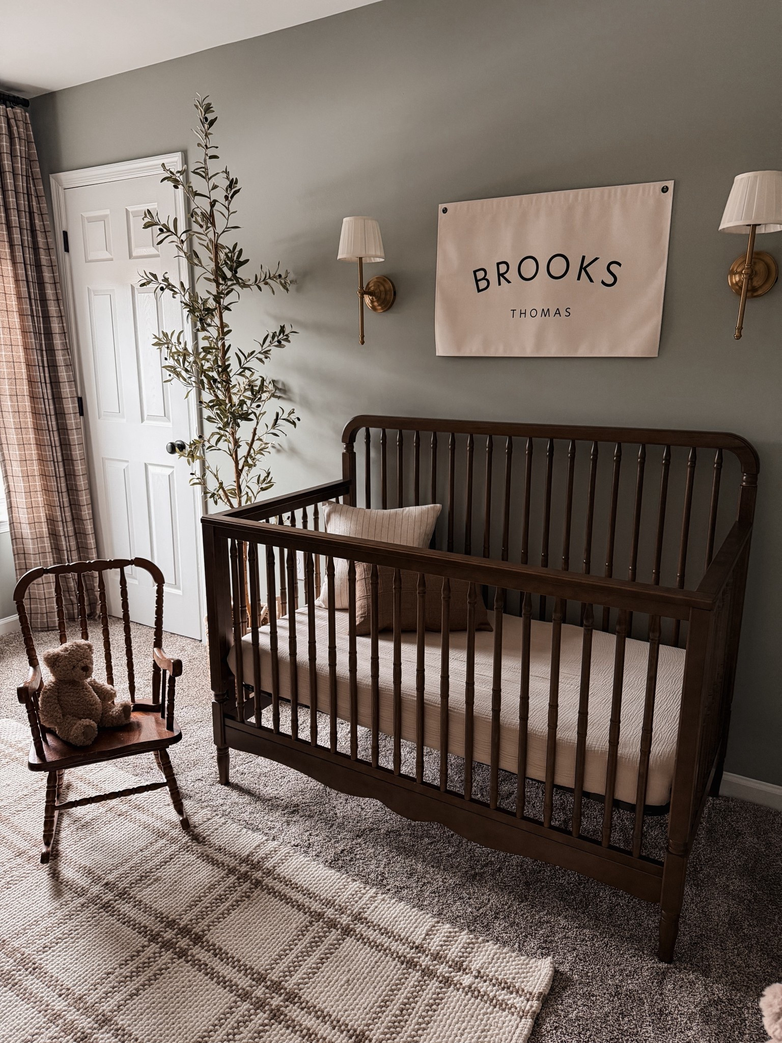 Sharing the nursery details here 🤎 #nursery #nurserydecor #nurseryinspo #vintageinspired #vintagenursery #greennursery #genderneutral 

#LTKBaby #LTKBump #LTKHome
