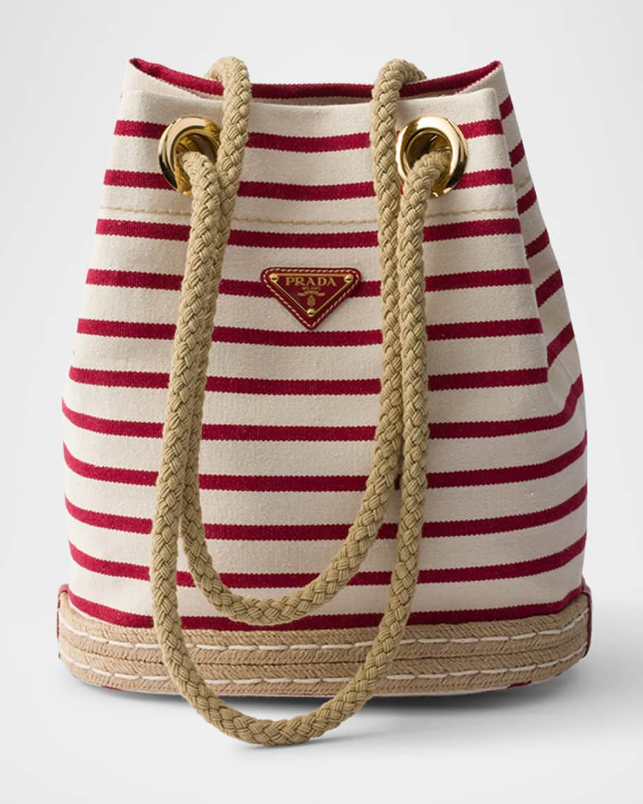 Mariner Small Striped Fabric Bucket Bag | Neiman Marcus