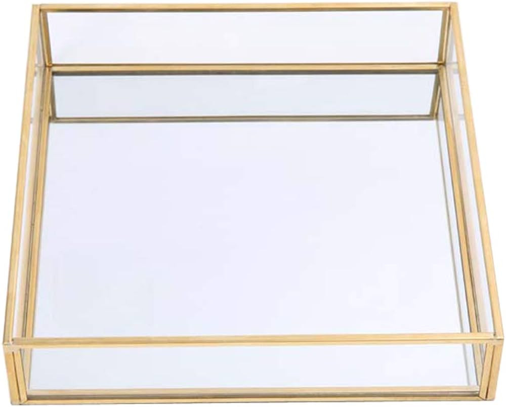Sooyee Gold Tray Mirror,Square Mirror Tray can Hold Jewelry,Perfume,Makeup,Breakfast,Tea,Food,Mag... | Amazon (US)