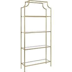 Crosley Furniture Aimee Bookshelf with Glass Shelves, Bookcase Storage, Gold and Glass | Amazon (US)