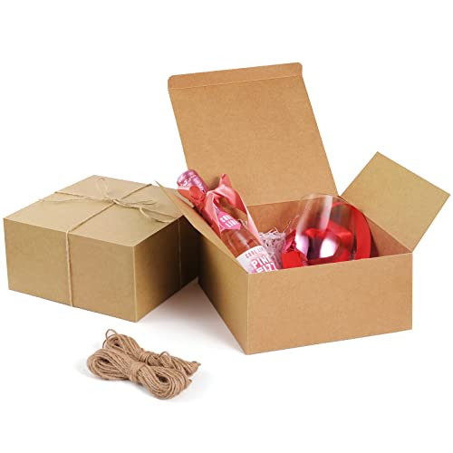 ValBox 8x8x4 Inches Gift Boxes 12 PCS Brown Paper Gift Boxes with Lids for Gifts, Wedding Present, B | Amazon (US)