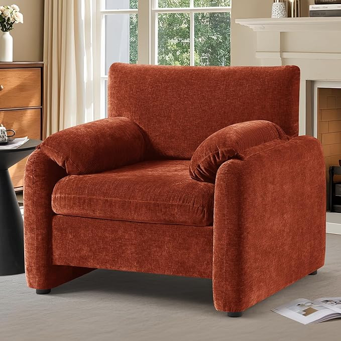 CDCASA Oversized Accent Chair, Chenille Mid Century Modern Armchair Set of 1, Comfy Extra Large S... | Amazon (US)