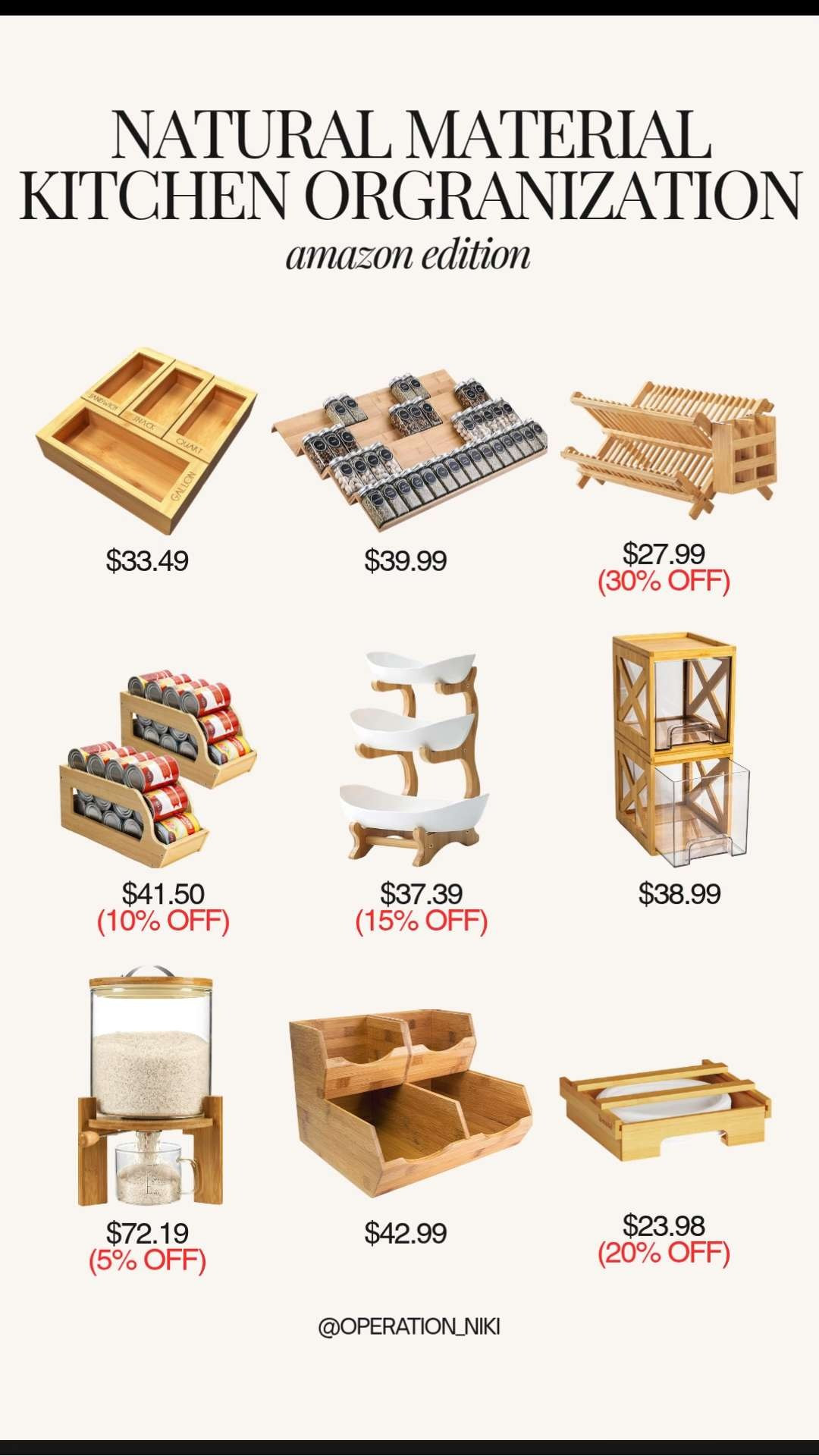 Bring a touch of nature into the heart of your home with these natural material organizers. 🌿✨ From woven baskets to bamboo dividers, switching to organic textures is the perfect way to soften your kitchen aesthetic.

These sustainable pieces keep everything in place while adding a warm, earthy feel to your countertops and drawers. It is the ultimate spring refresh for a space that feels calm and organized. 🪵🥯

Follow for more @OPERATION_NIKI on IG, TikTok, & Facebook

#KitchenOrganization #NaturalHome #SustainableLiving #SpringRefresh #EcoFriendlyHome #BambooOrganization #KitchenAesthetic #OrganizedHome #OperationNiki #AmazonFinds #SpringClean2026 #HomeDecor 

 #LTKHome