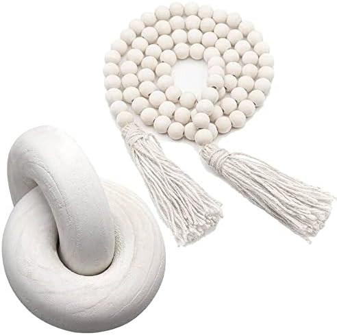 fghuim 2 pcs/Set Decorative Wood Chain Link & Wood Knot Decor Wood Bead Garland for Farmhouse Pra... | Amazon (US)