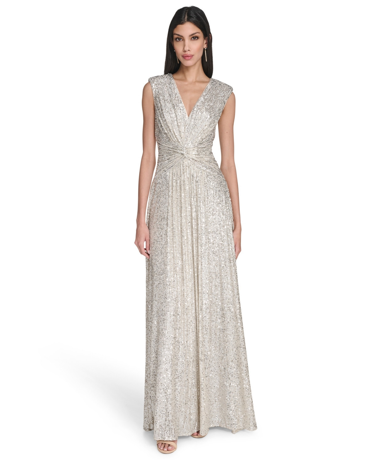 Eliza J Women's Social Sequined V-Neck Dress - Silver | Macy's