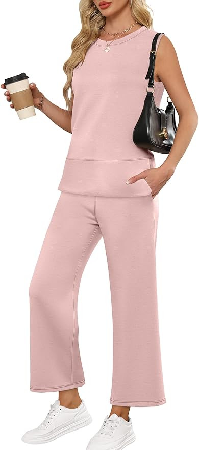 ANRABESS Womens 2 Piece Outfits Summer Beach Vacation Clothes Spring Travel Airport Casual Wide L... | Amazon (US)