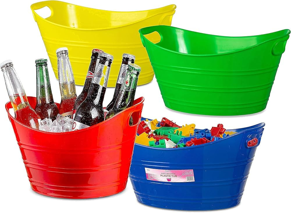 4 Pack - Oval Storage Tub with Handles, Colorful Halloween Candy Bowl Holder, Classroom Organizat... | Amazon (US)