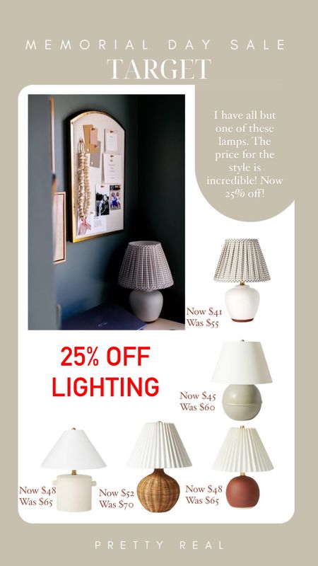 25% off select lighting at target!  Now’s the time to snag a pretty studio McGee x target lamp. We have all but one of these- they’re gorgeous! Lamp, living room

#LTKHome #LTKFindsUnder50 #LTKSaleAlert