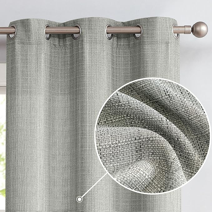JINCHAN Curtains Linen Textured Casual Weave Curtain for Living Room Bedroom Window Panels Gromme... | Amazon (US)