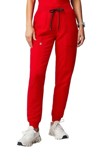 Fabletics Women's Active Scrub Jogger - MotionTech, 4-Way Stretch, Pocket-Packed, Lightweight, Semi-Slim Fit, L/Short 26 in | 26, Goji Red | Amazon (US)
